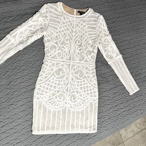 Marciano Lace Scroll Ivory Off-White Dress